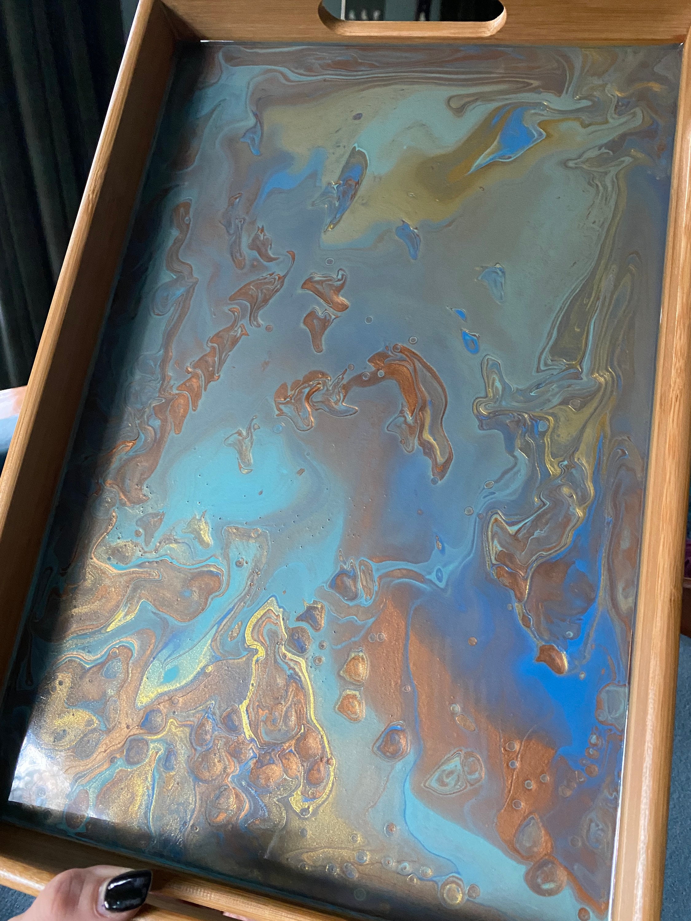 Gold Akzent eklektische Hand schöne Pour bemalt Bambus Holz | Etsy