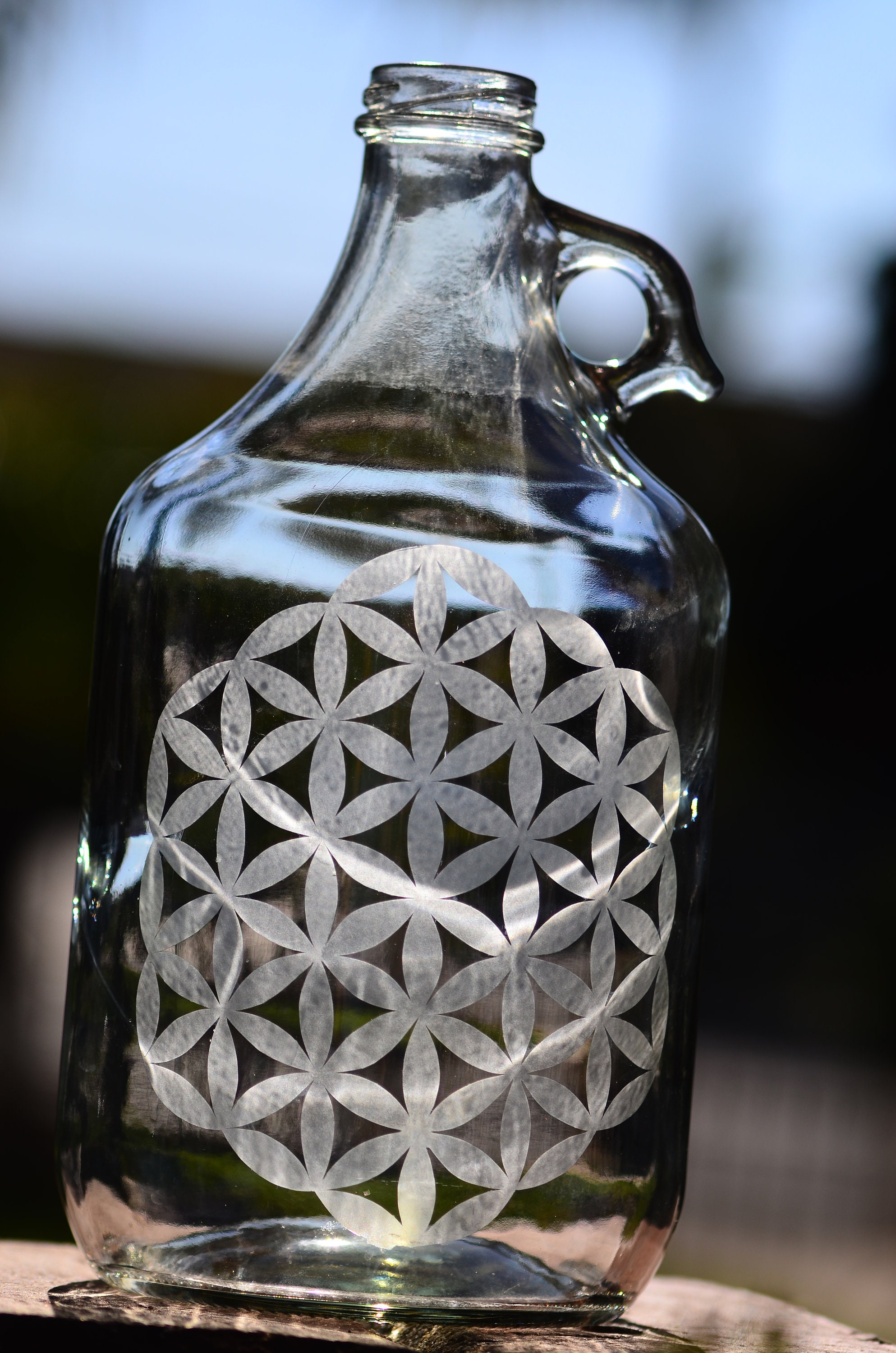 Flower of Life Etched Glass Jug 1 Gallon Sacred Geometry Etsy