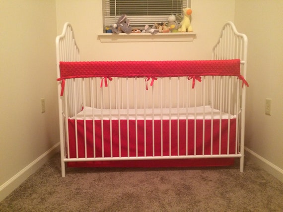 Any Solid Color Crib Bedding Set Skirt Red Teething Bumper Etsy