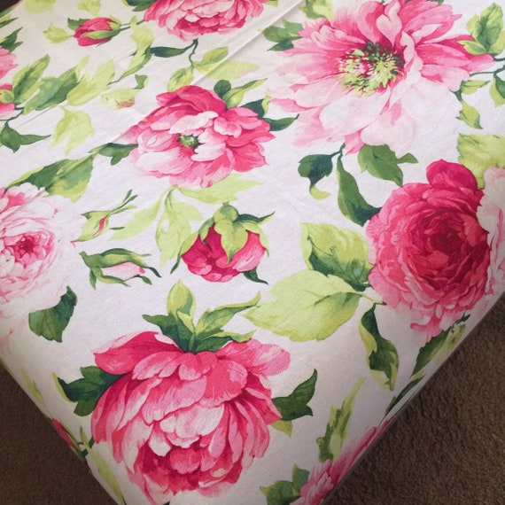 Any Bedding Large Pink Peonies Fitted Crib Sheet Large Floral Etsy