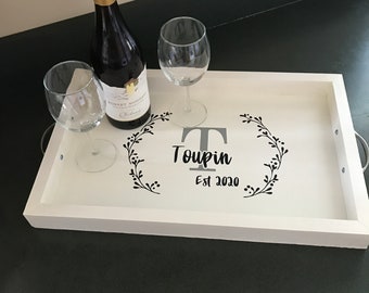 Wood Monogrammed Serving Tray