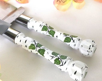 Wedding decorations Birch/Aspen tree weddings Cake knife Cake server set Wedding cake knife Cake cutting set Wedding cake Tree weddings