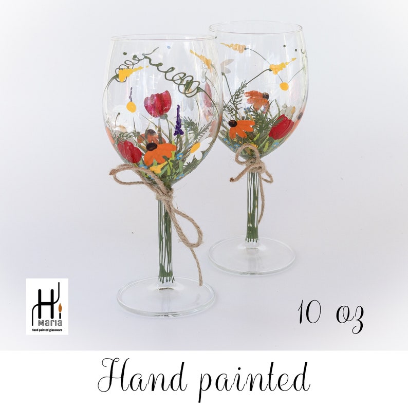 Wine Glasses Hand Painted Wine Glasses Keepsake Gift Etsy