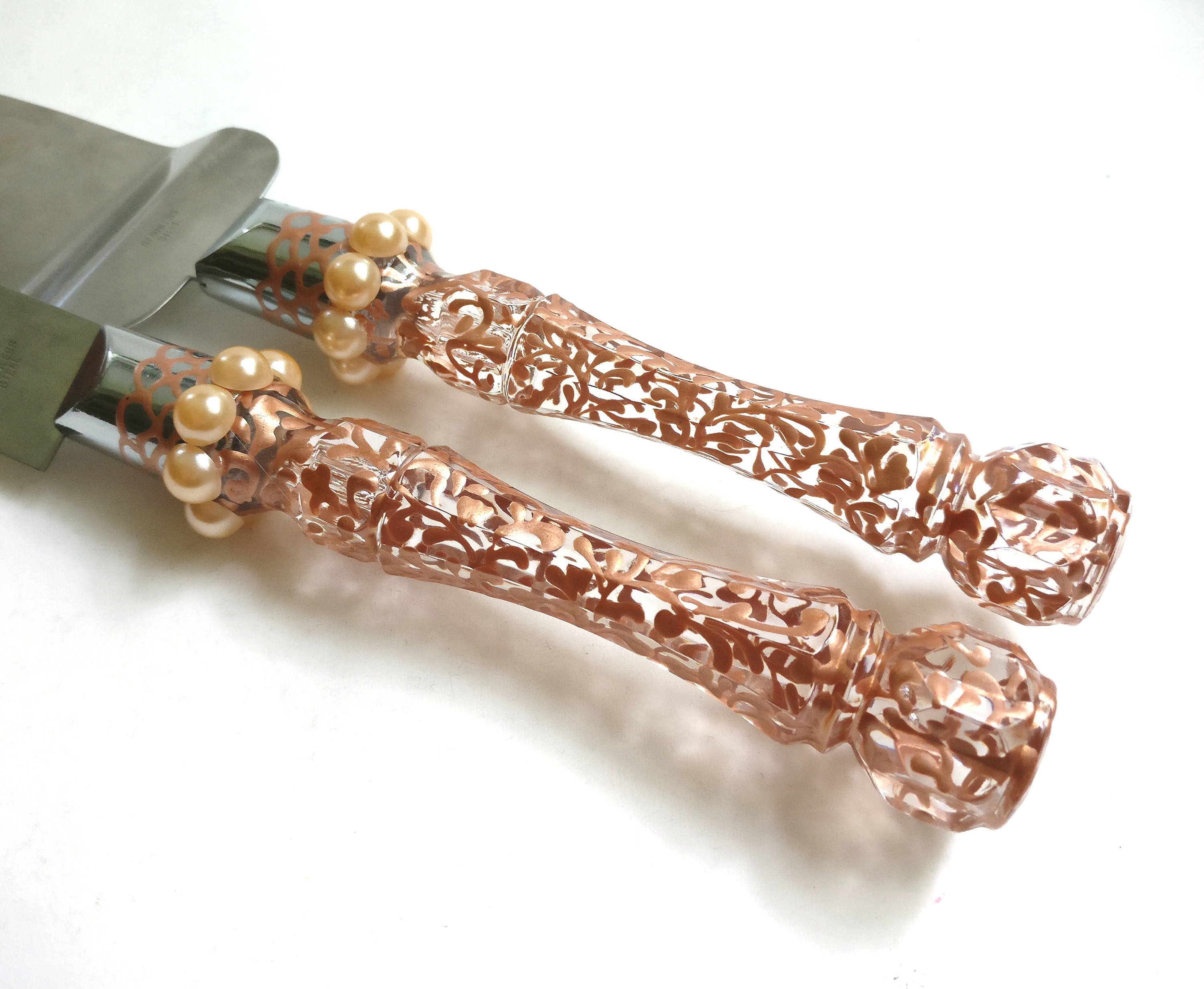 Rose Gold Cake Knife Set Wedding Cake Server Set Rose Gold Etsy