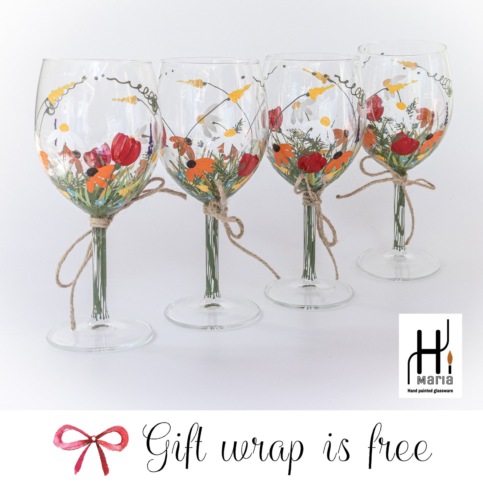 Wine Glasses Hand Painted Wine Glasses Keepsake Gift Etsy