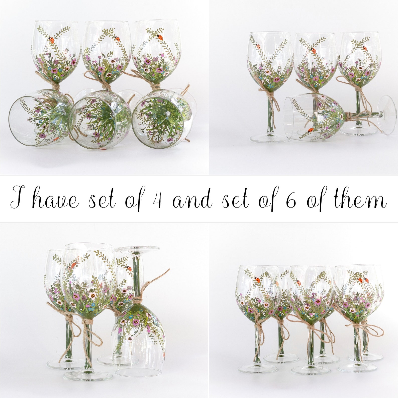 Wine Glasses Wildflowers Wine Glasses Art Glass Etsy