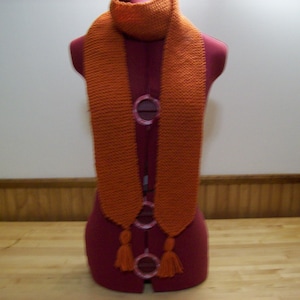 Burnt Orange Scarf 68 Inches Plus 3 1/2 Inch Tassels 3 1/2 Inches Wide
