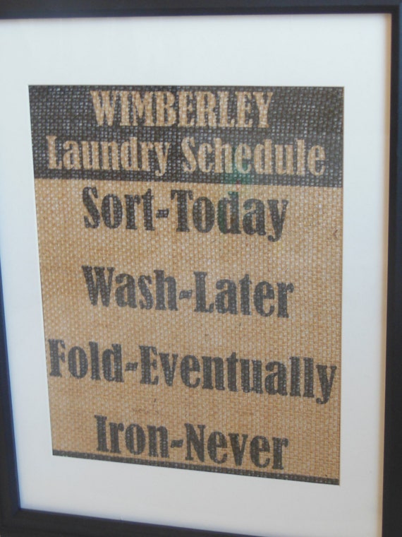 Items similar to Personalized Burlap Laundry Room Print. Great