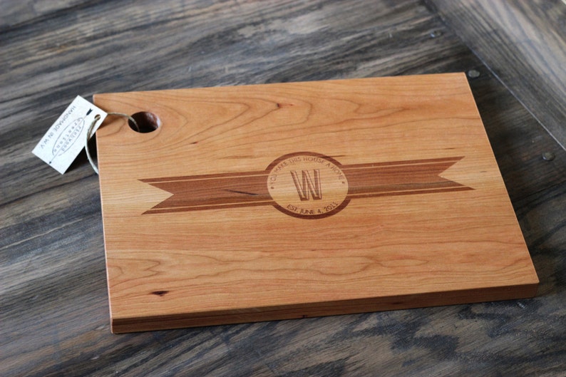 Initial and Date Personalized Ribbon Banner Cutting Board