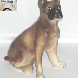 Boxer Dog Arnart Japan S8214 Animal Figurine Ceramic Sitting Brown and Black
