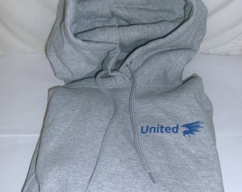 NEW Port & Company - United Moving and Storage - Pullover Hooded Fleece Sweatshirt Gray with Blue Logo Size Large