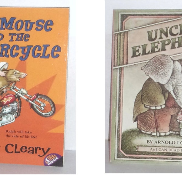 Book Set Lot Paperback Uncle Elephant and The Mouse & the Motorcycle Children Library