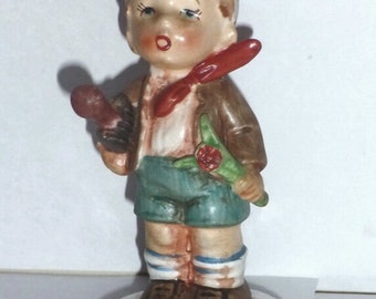 Mountain Boy Figurine w Umbrella #300A Japan Ceramic
