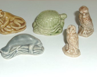 Miniature 2" Wade England Endangered Species Series Set of 5 Glazed Porcelain Ceramic Animal Figurines