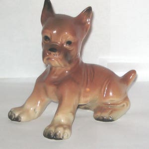 Boxer Dog Erphila Germany 2661 Porcelain Puppy Animal Figurine Ceramic Sitting Red and Black
