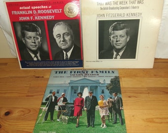 John F. Kennedy JFK Memorabilia Vintage Records Set of 3 Speeches and Commentaries President Vinyl 33 RMP Music