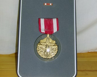 Vintage USA Meritorious Service Medal and Hat pin Air Force Military - one piece missing