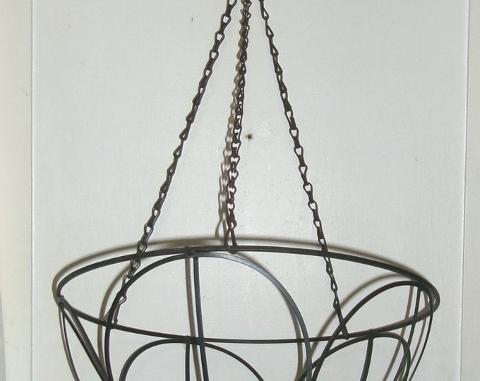 Black scroll metal Hanging Basket Holder with Chains and hook Planter plants