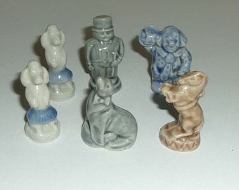Miniature 2" Wade England Circus Series Set of 6 Glazed Porcelain Ceramic Animal Figurines