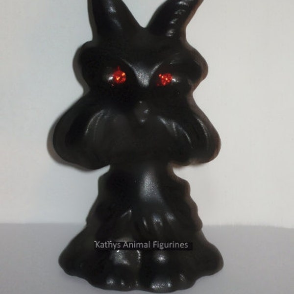 Scottish Terrier Roselane California Art Pottery Ceramic USA Black  Sparkler Rhinestone Red Eyes Animal Figurine Sitting