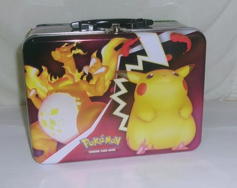 Nintendo Pokemon Tin Storage Case with handle - Lunchbox Style - Pikachu - small ding Toy