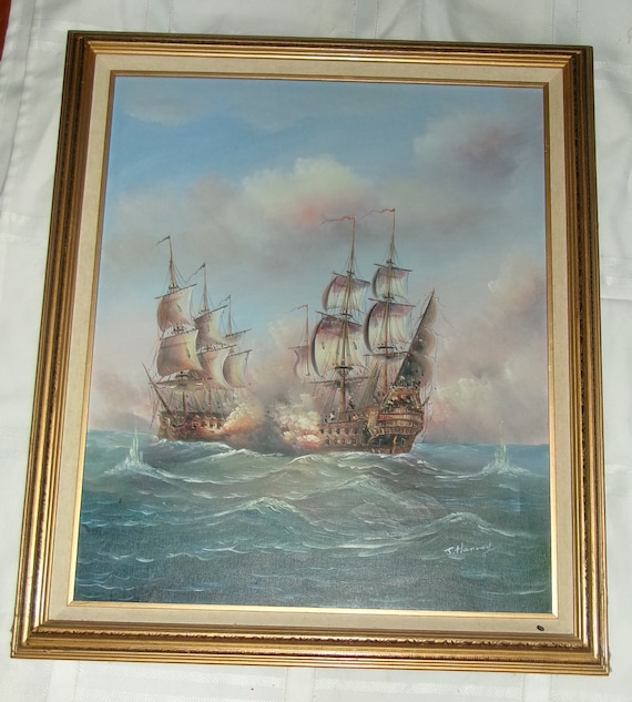 J Harvey Original Oil on Canvas 29x24 Wall Art Hanging Wood Frame