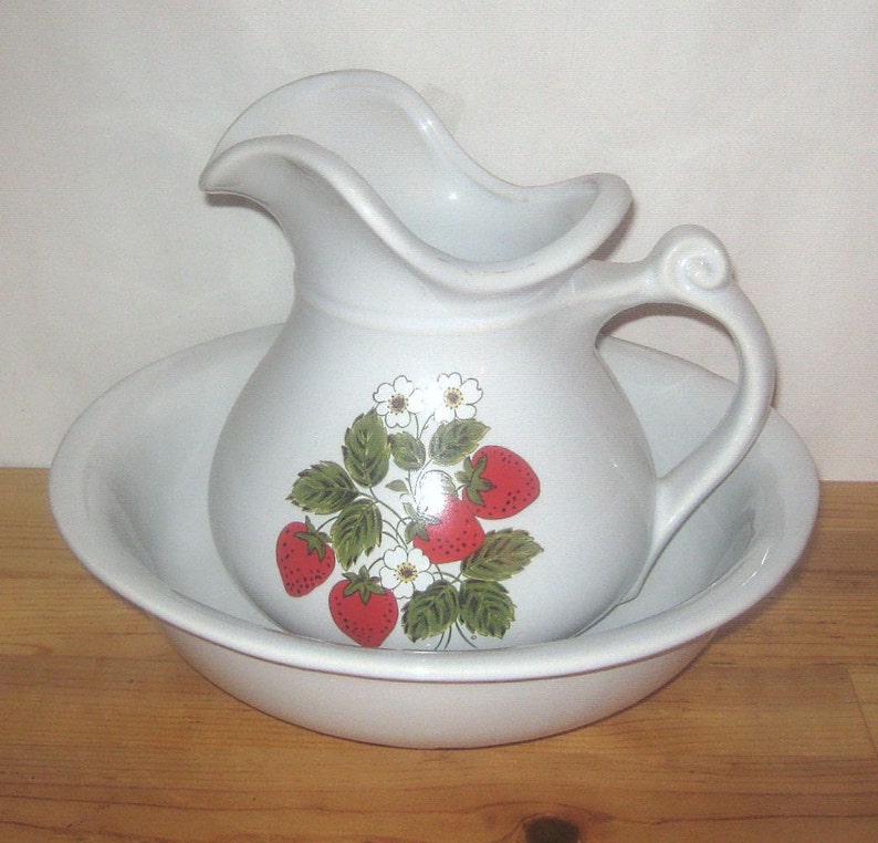 Vintage McCoy Pottery 7515 White Pitcher & Bowl Basin w Etsy