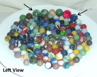 Vintage Marbles Toy Game Mixed One Lot - Small Medium Large - Solid Stripe Clay Swirl