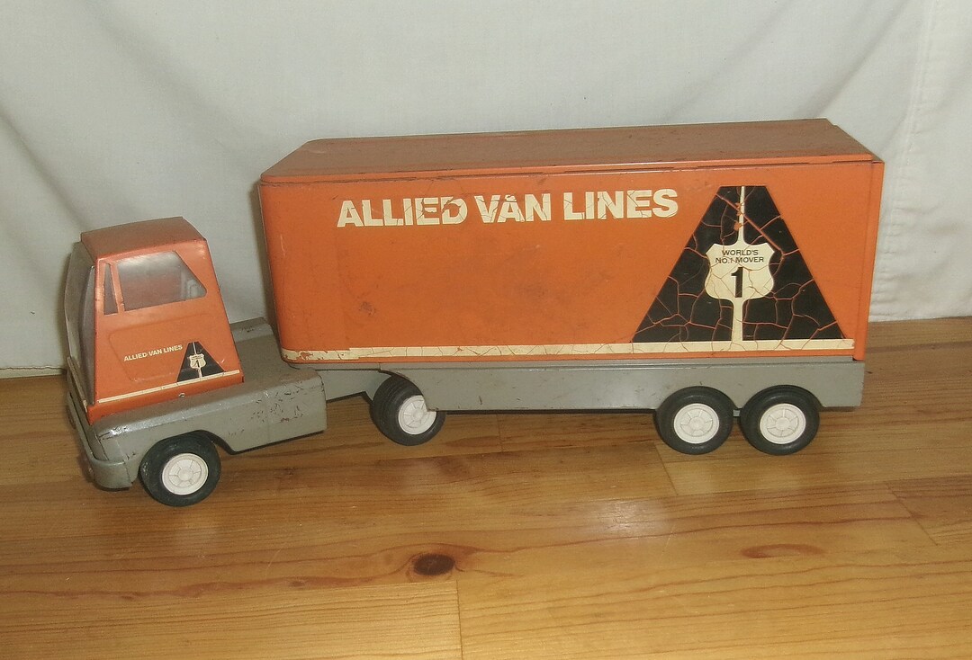 Vintage Metal Tonka Toys USA Allied Van Lines Truck Cab and Trailer