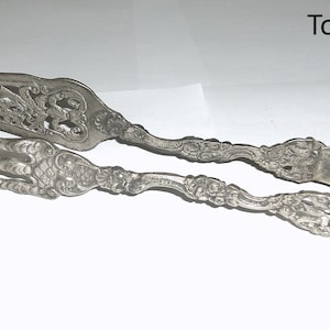 Vintage 1940s Ugo Bellini Italy Silver-tone Metal Tongs Server  Kitchen Dining Utensil Ornate with Bird Claw Serving
