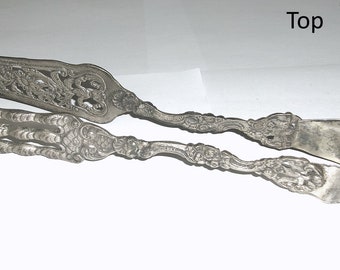 Vintage 1940s Ugo Bellini Italy Silver-tone Metal Tongs Server  Kitchen Dining Utensil Ornate with Bird Claw Serving