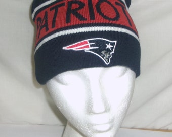 Beanie Hat NE Patriots NFL Team Apparel Football Sports Fan Winter Fall One size Fits All Acrylic