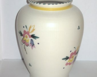 Bud Vase Poole England Art Pottery Ceramic #198 Home Decor Ivory Hand-Painted Flowers Design