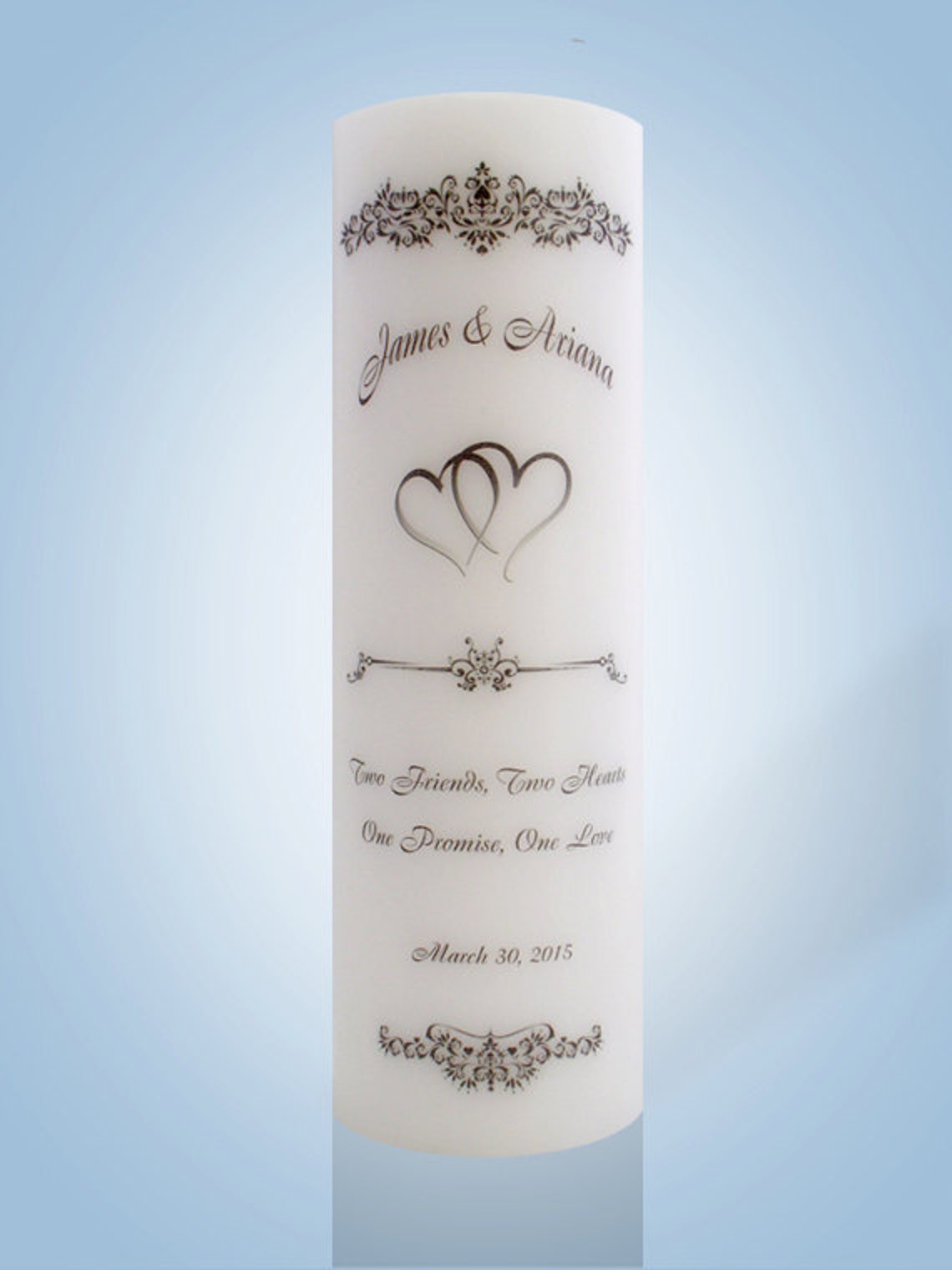 Personalized Wedding Candle Two Hearts Etsy