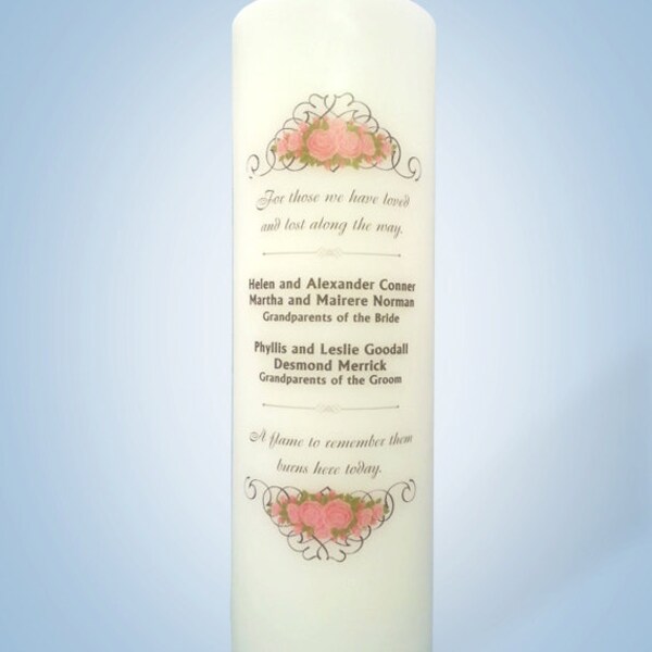 Personalized Wedding Memorial Candle with Roses