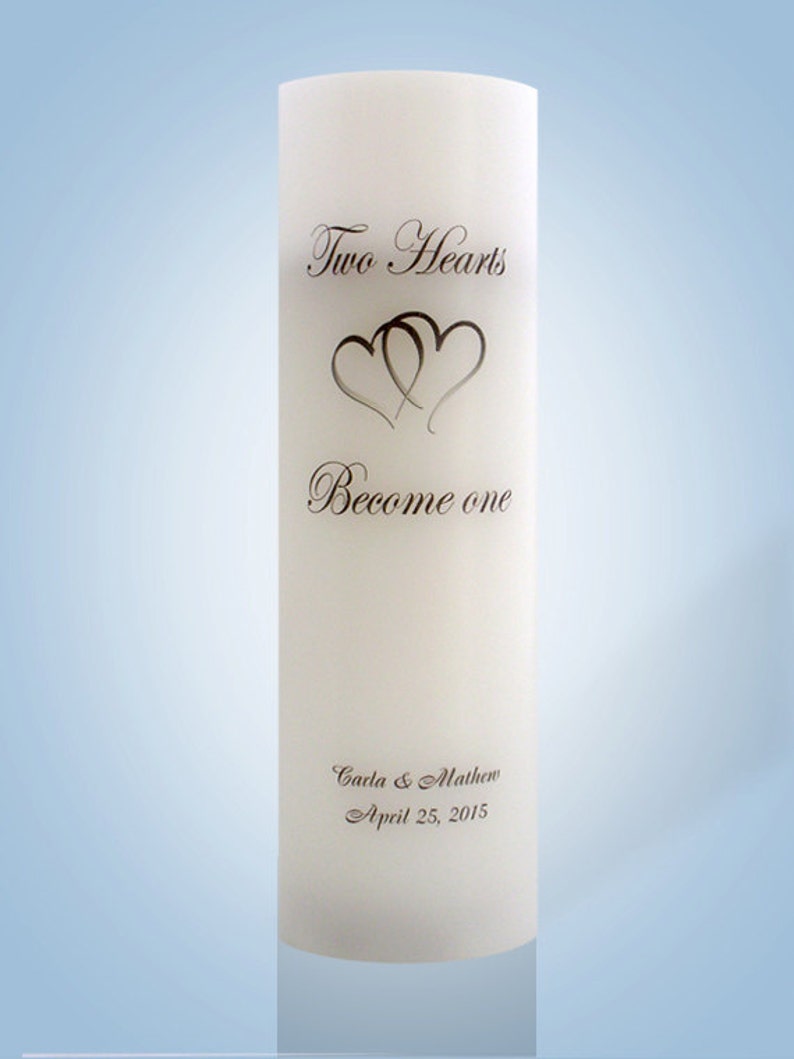 Personalized Wedding Candle Two Hearts Etsy