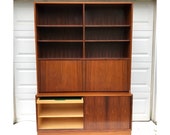 Mid-Century Modern Rosewood Bookcase With Dropfront Desk