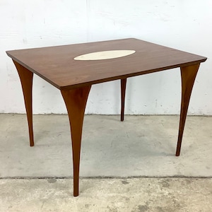 Vintage Modern Walnut Side Table with Inlay- Made in Italy