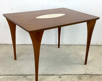 Vintage Modern Walnut Side Table with Inlay- Made in Italy