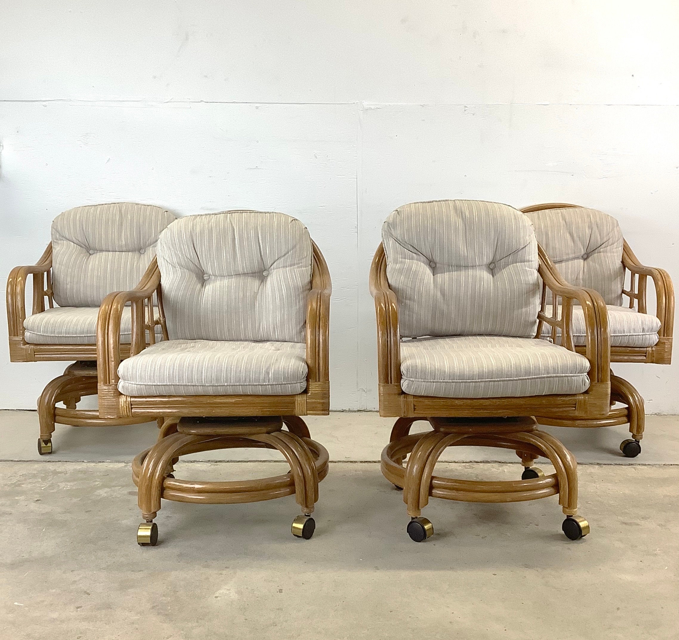 Vintage Rattan Dining Chairs by Lane Venture Set Four Etsy Sweden