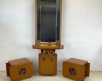 Vanity Mirror w/ Stools- Vintage Italian