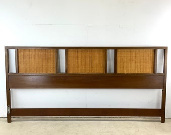 Mid-Century Modern Walnut & Cane Headboard- King