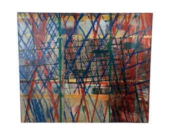 Oversized Contemporary Abstract Painting 70x59 – Urban Architectural Wall Art