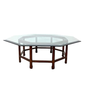 Vintage Ming Style Coffee Table | Octagonal Glass Top
