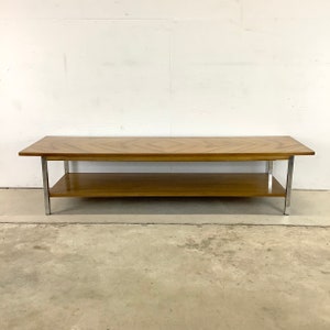 Mid-Century Two-Tier Coffee Table with Chrome Frame