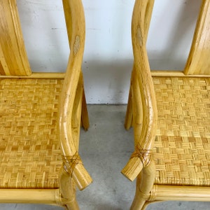 Vintage Boho Modern Bamboo Armchairs Set of Four image 6
