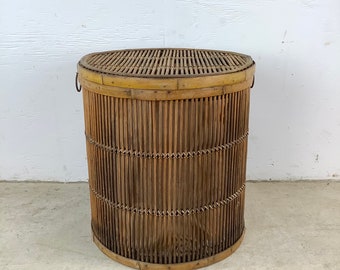 Vintage Pencil Reed Basket With lid