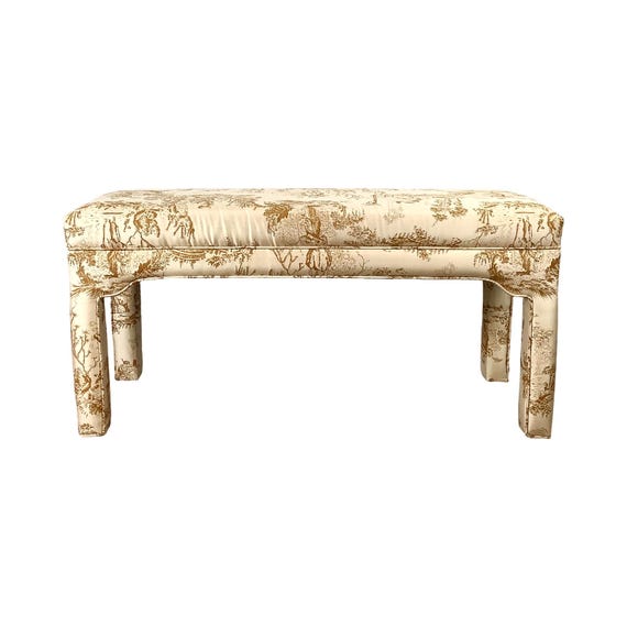 Louis XVI Style Foot of Bed Bench – Upholstered in Classic French Toile