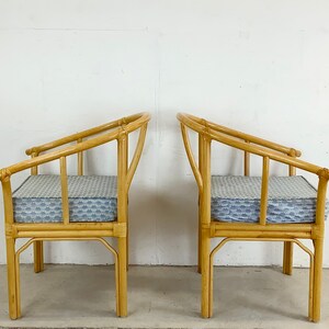 Vintage Boho Modern Bamboo Armchairs Set of Four image 3