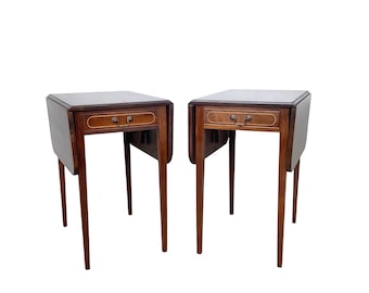 Vintage Federal Style Drop Leaf Side Tables – Pair